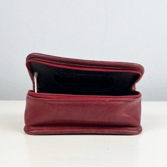 Coach Vintage Chunky Chubby Smooth Red Leather Zip Makeup Cosmetic Travel Case - Picture 2 of 16